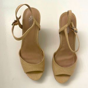 Nude Microsuede wedges